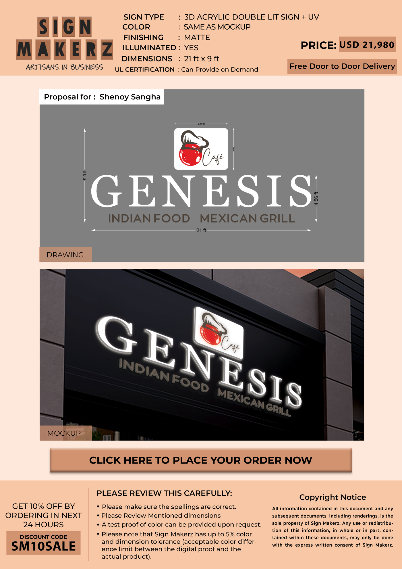 3D UV Acrylic Double-lit Sign For Shenoy Sangha