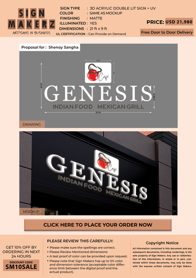 3D UV Acrylic Double-lit Sign For Shenoy Sangha