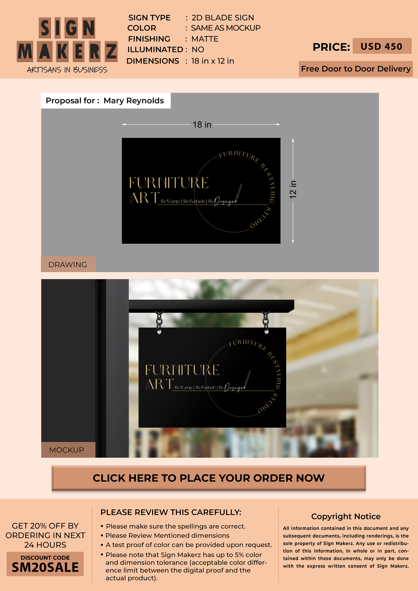 Business signage for Mary Reynolds