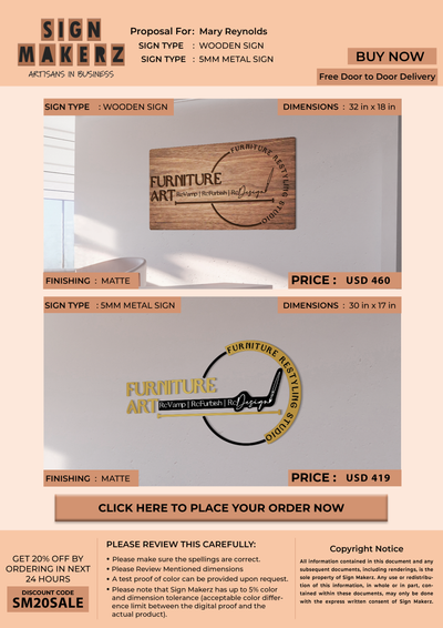 Business signage for Mary Reynolds