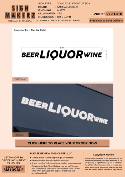 3D Acrylic Frontlit Sign for Maulik Patel