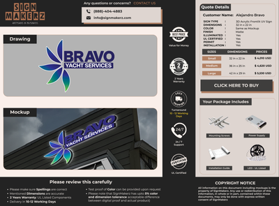 3D Acrylic Front lit UV Sign for Alejandro Bravo
