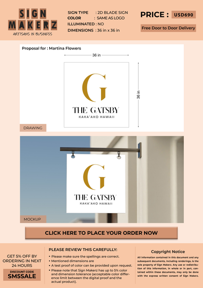 Business signage for Martina Flowers