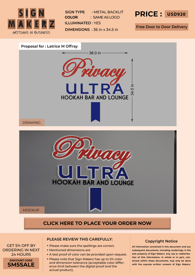 3d metal backlit for Latrice M Offray