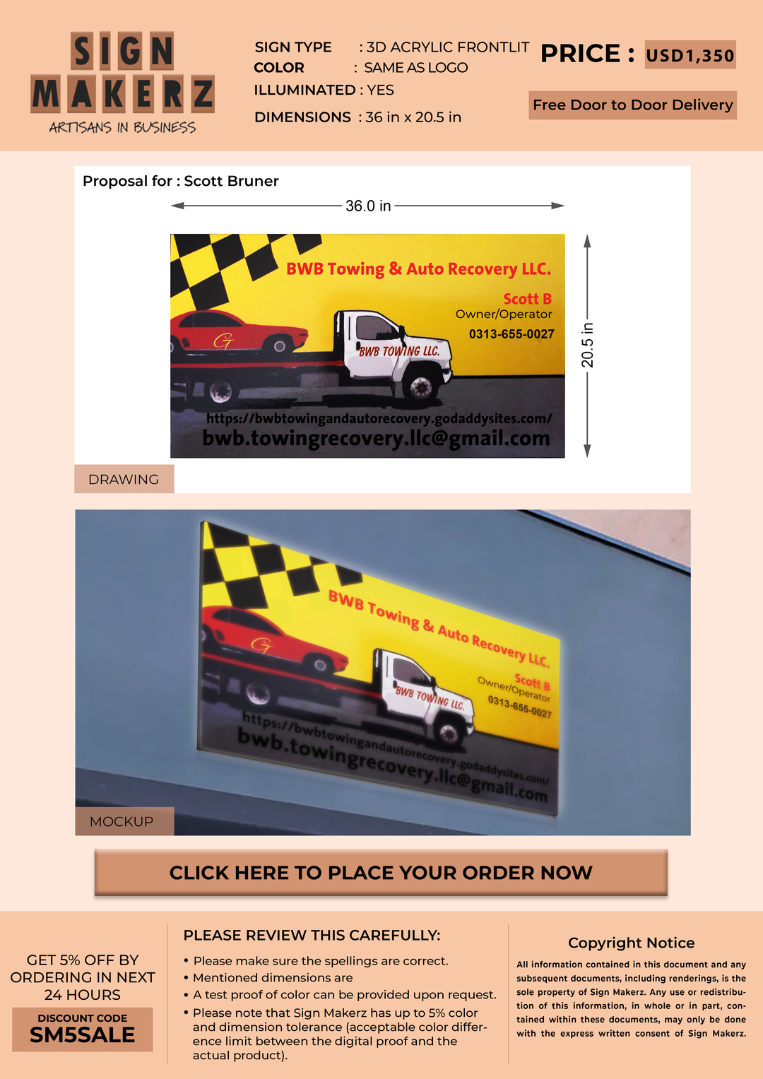 3d Acrylic Frontlit  Sign Scott Bruner