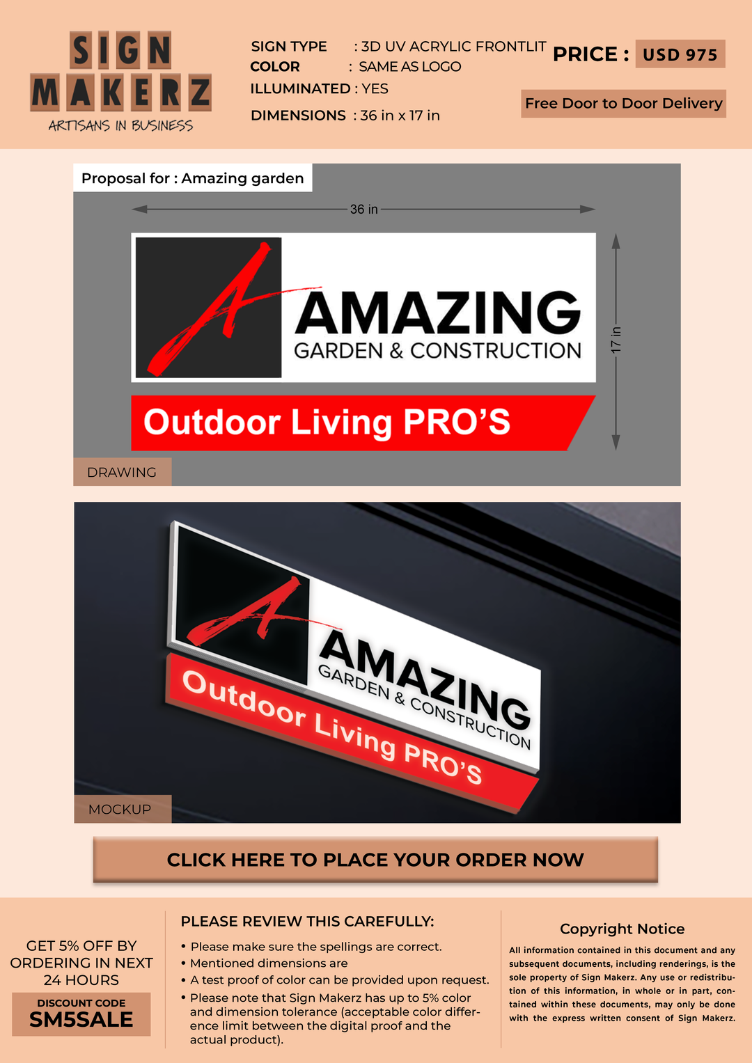 Business signage for Amazing garden