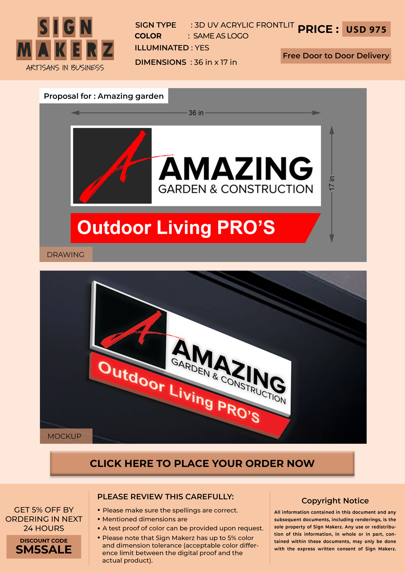 Business signage for Amazing garden