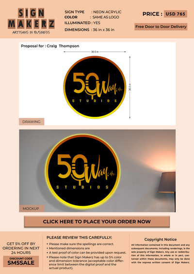 3d metal backlit for Craig  Thompsonc