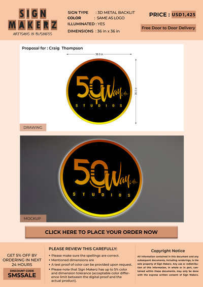 3d metal backlit for Craig  Thompsonc