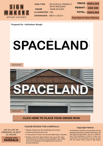 3d acrylic frontlit for Spaceland
