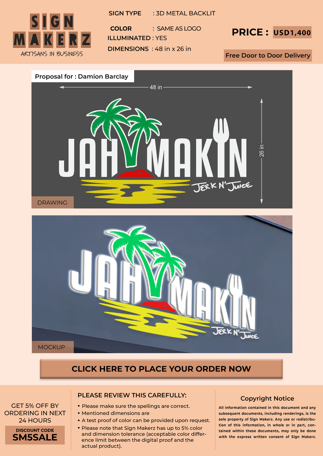Business Signs for Damion Barclay