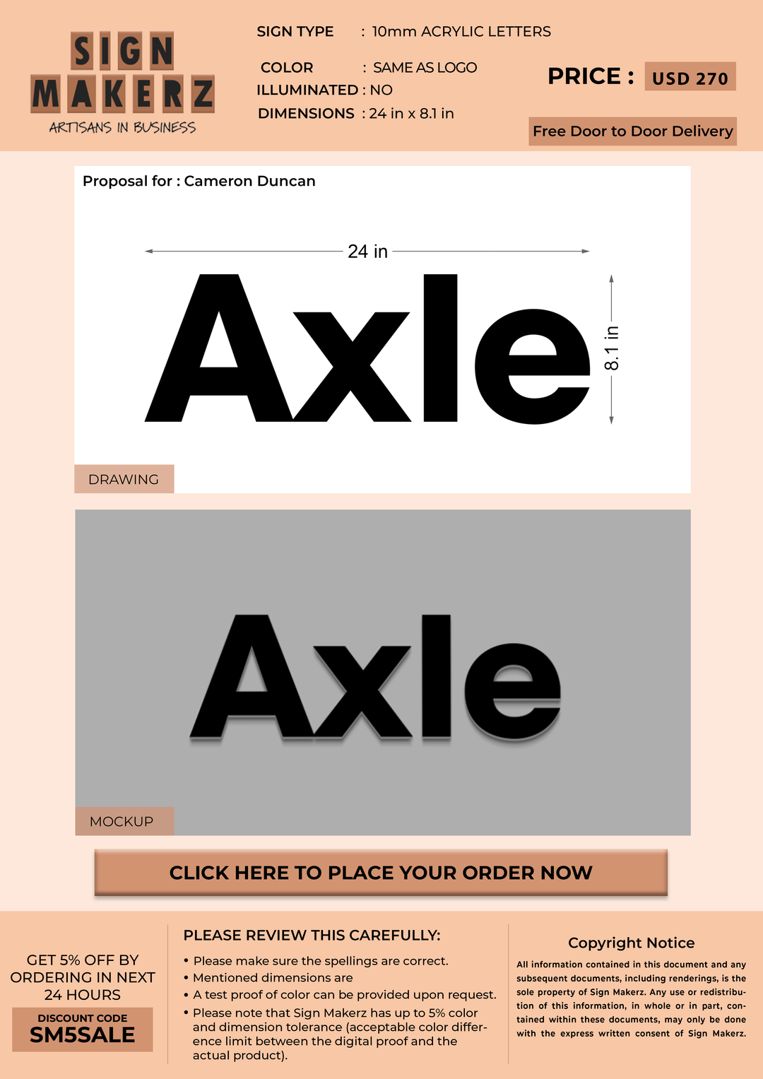 Business signage for Cameron Duncan