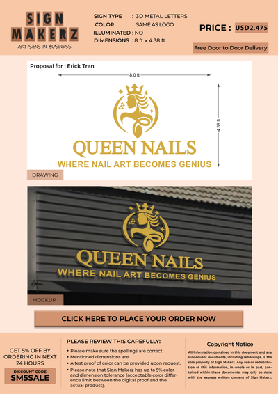 Business signage for Erick Tran
