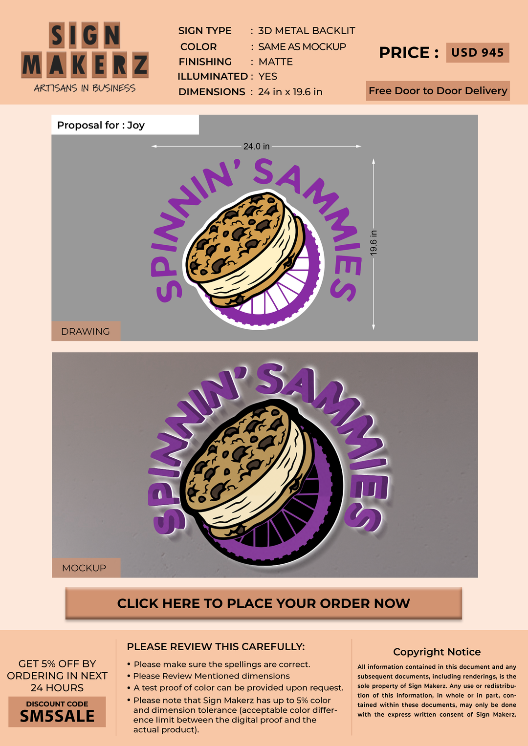 Business signage for Joy