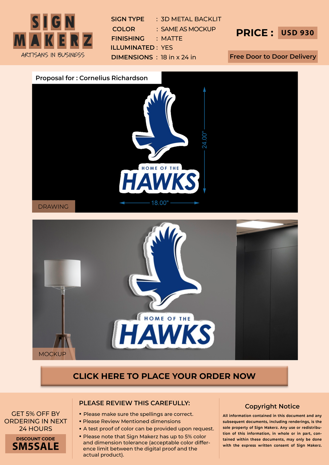 3d metal backlit for Cornelius Richardson (1st Installment)