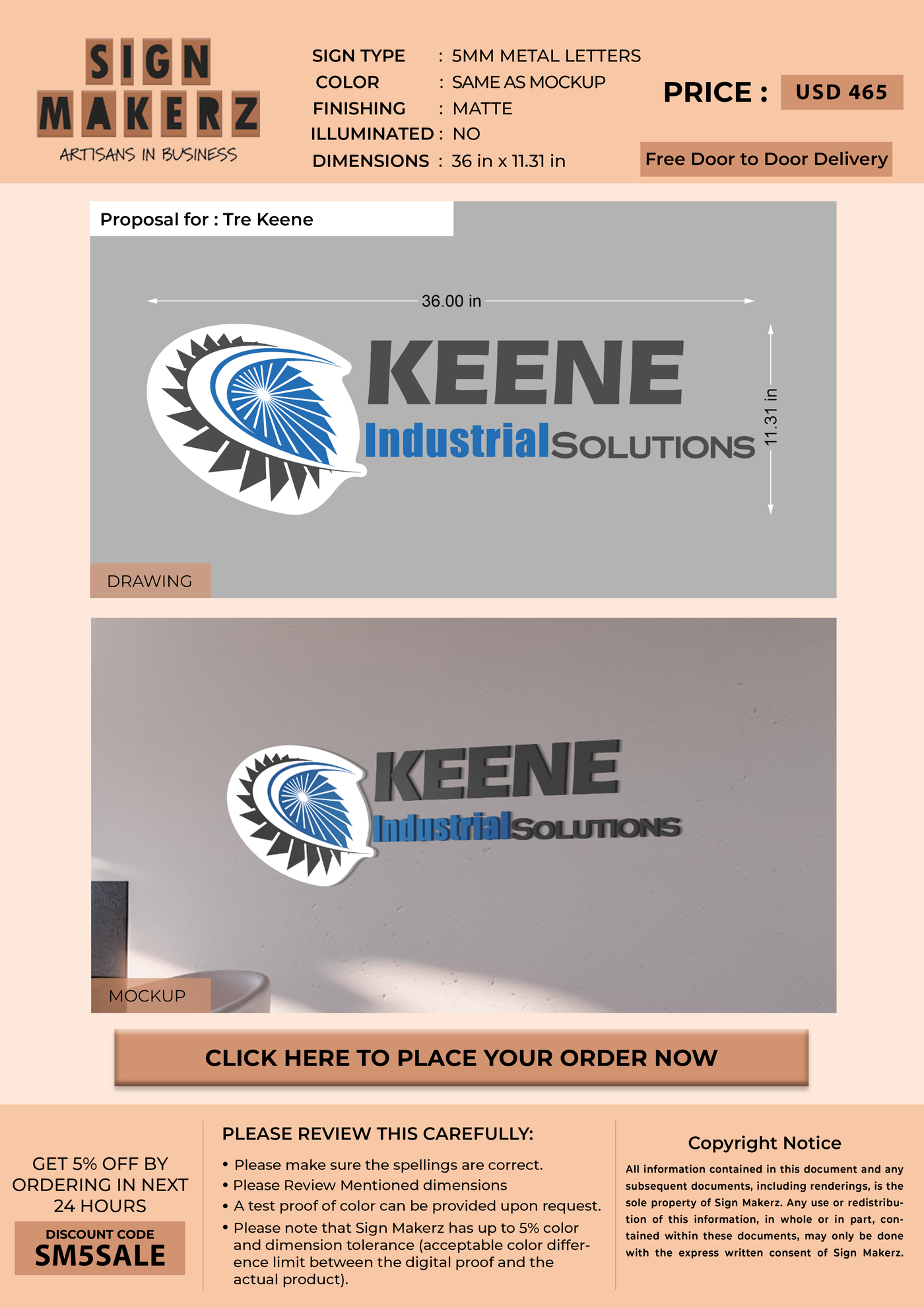 Business signage for Tre Keene