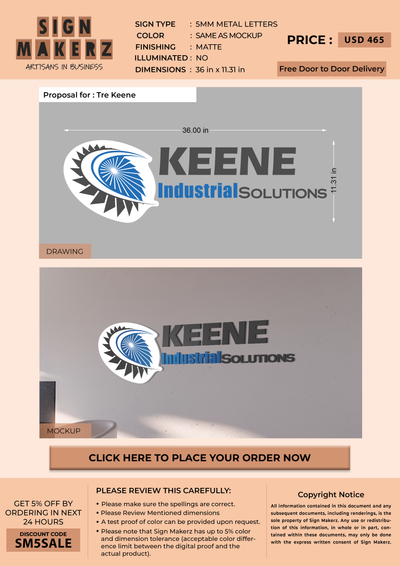 Business signage for Tre Keene