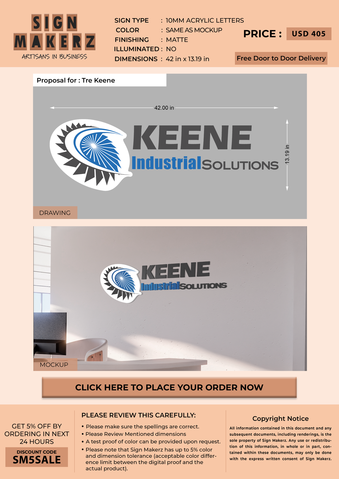 Business signage for Tre Keene