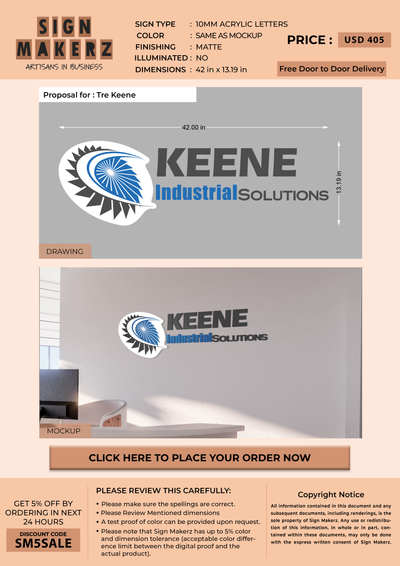 Business signage for Tre Keene