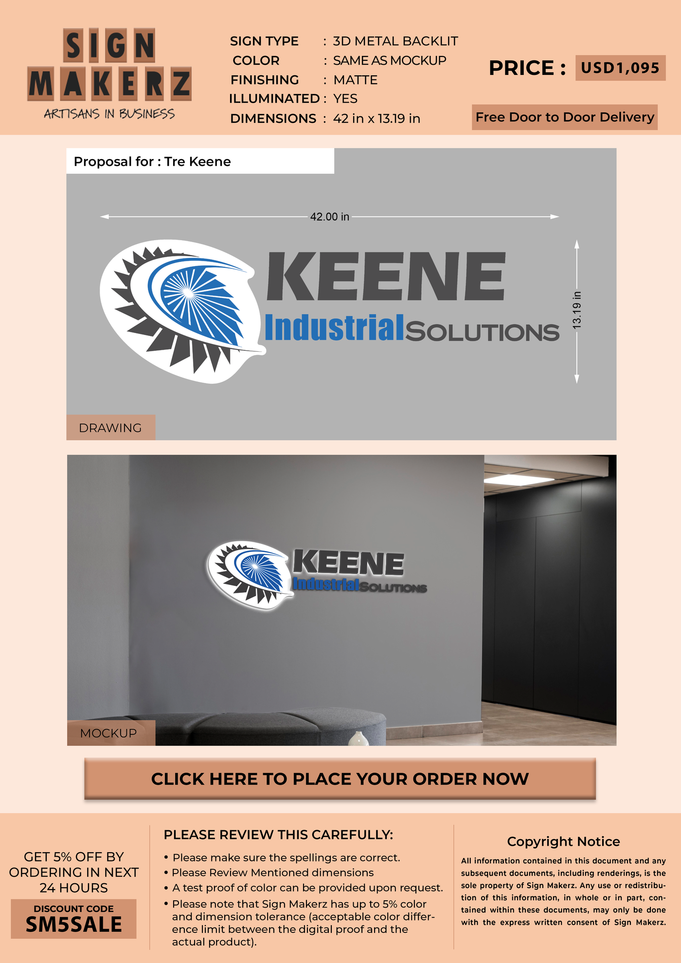 Business signage for Tre Keene