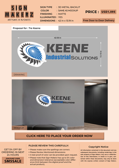 Business signage for Tre Keene