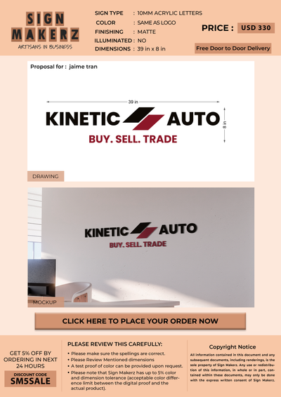 Business signage for jaime tran