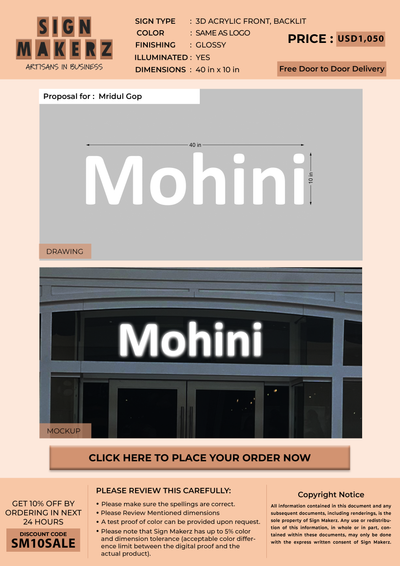 3d acrylic frontlit and backlit for Mridul Gop