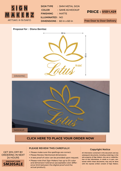 5mm metal sign for Diana Benitez