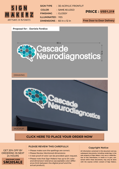 3d acrylic frontlit for Daniela Ferdico
