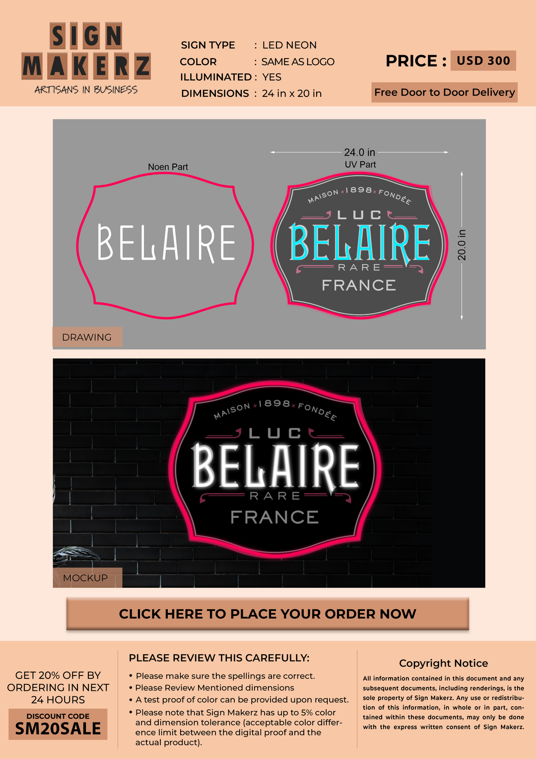 LED Neon sign for Balaire