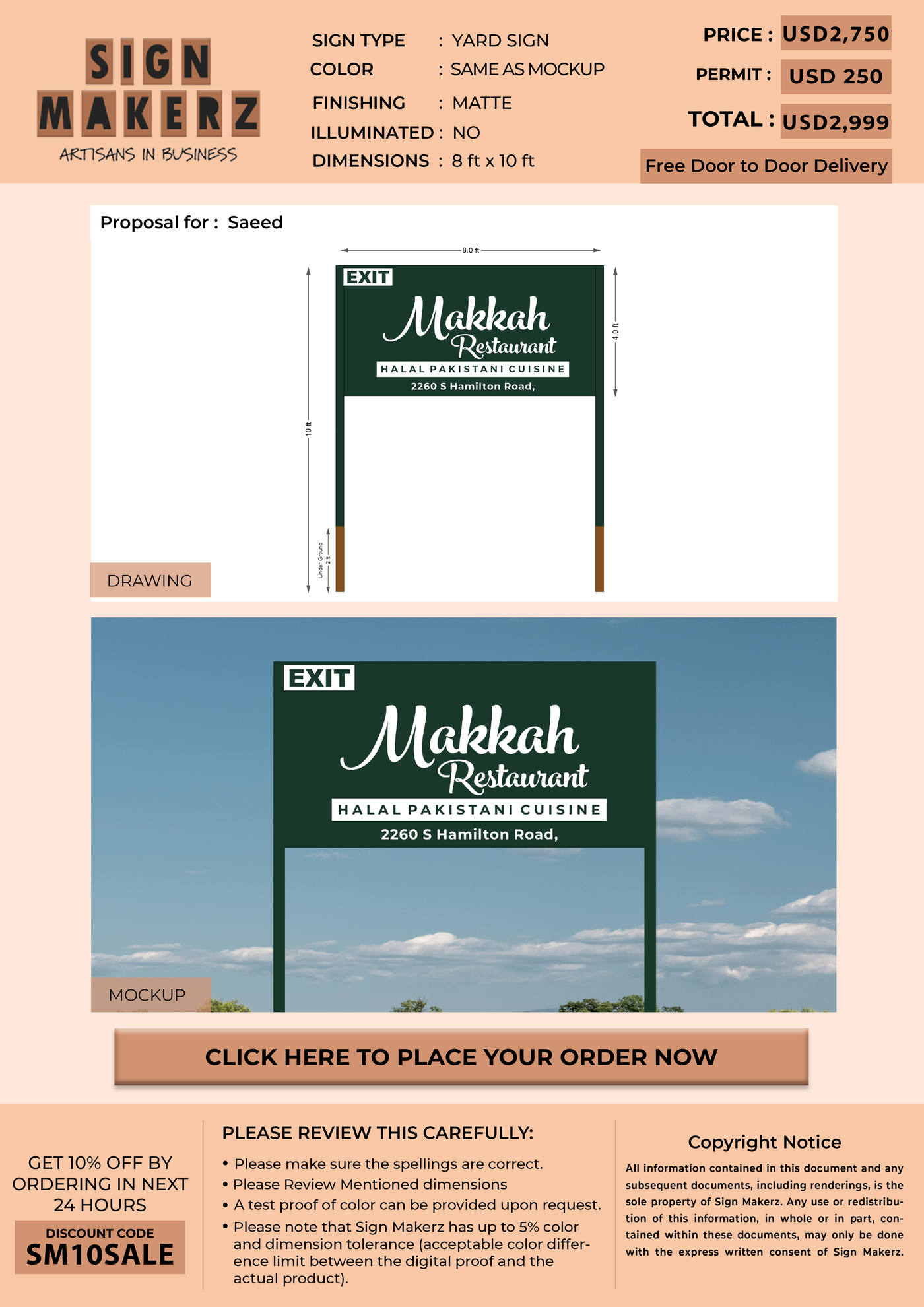 Yard sign for Saeed