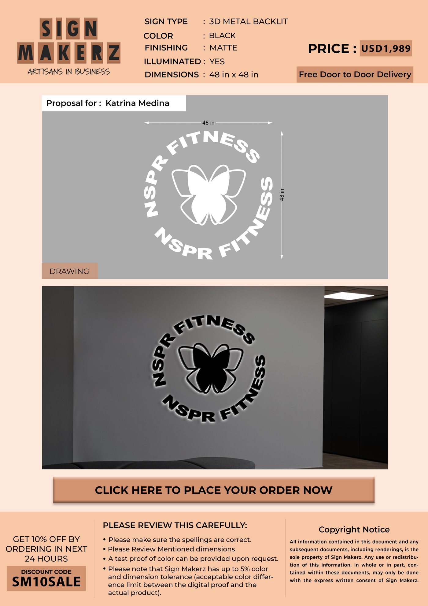 3d metal backlit for Katrina Medina