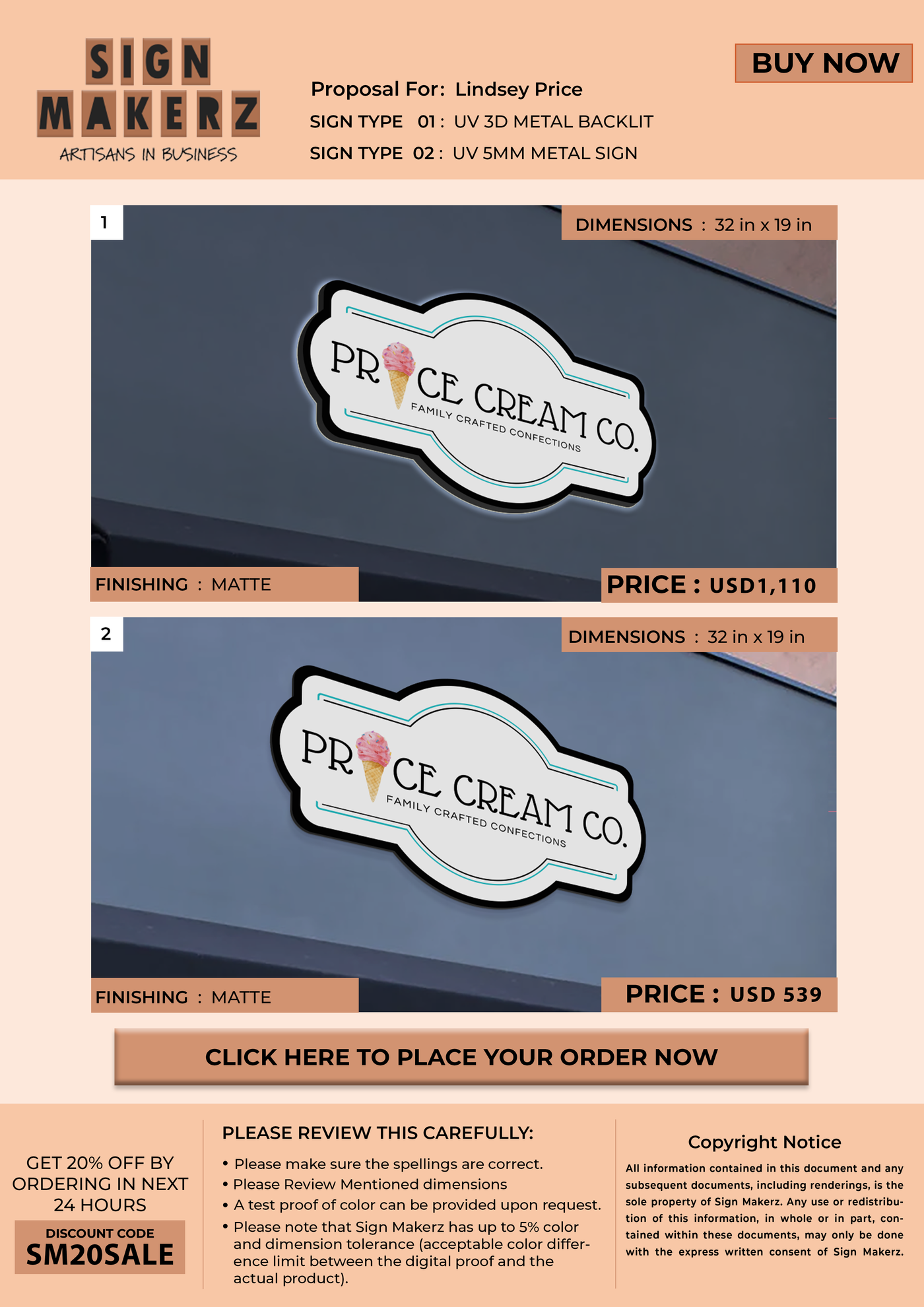 Business signage for Lindsey Price