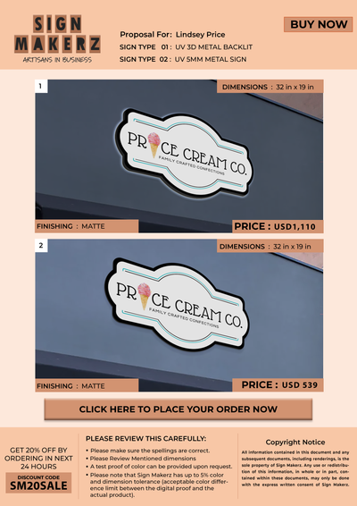 Business signage for Lindsey Price