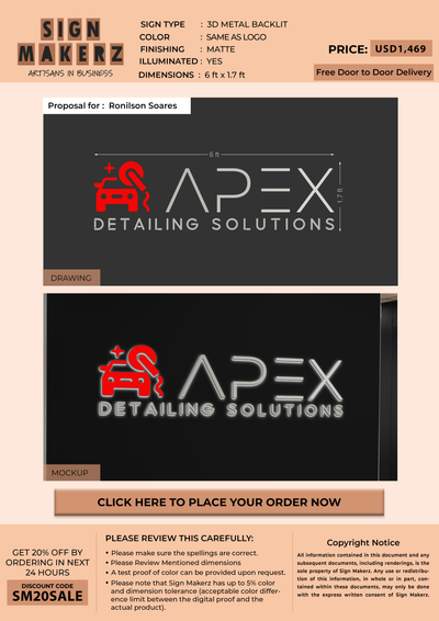 3D Metal Backlit Sign for Ronilson Soares