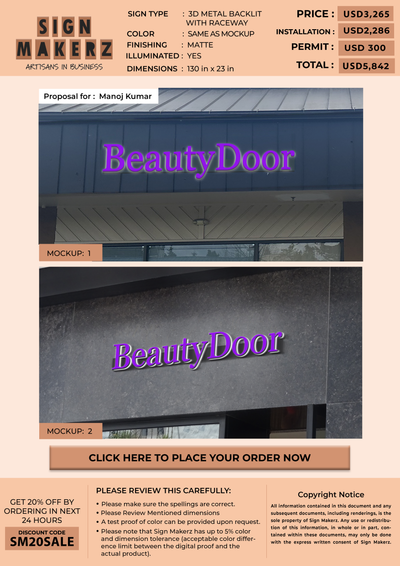 3D Metal Backlit Sign with raceways for Manoj Kumar