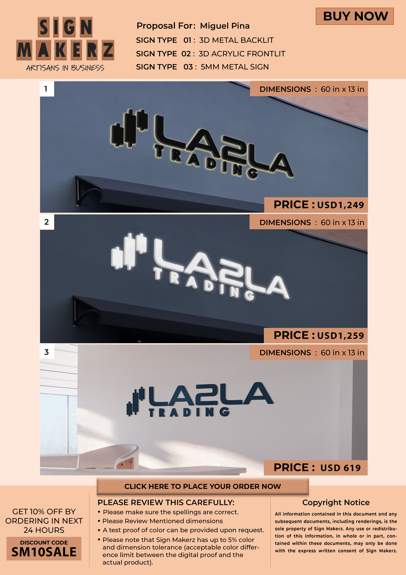 Business signage for Miguel Pina
