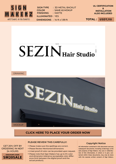 3D Metal Backlit Signs