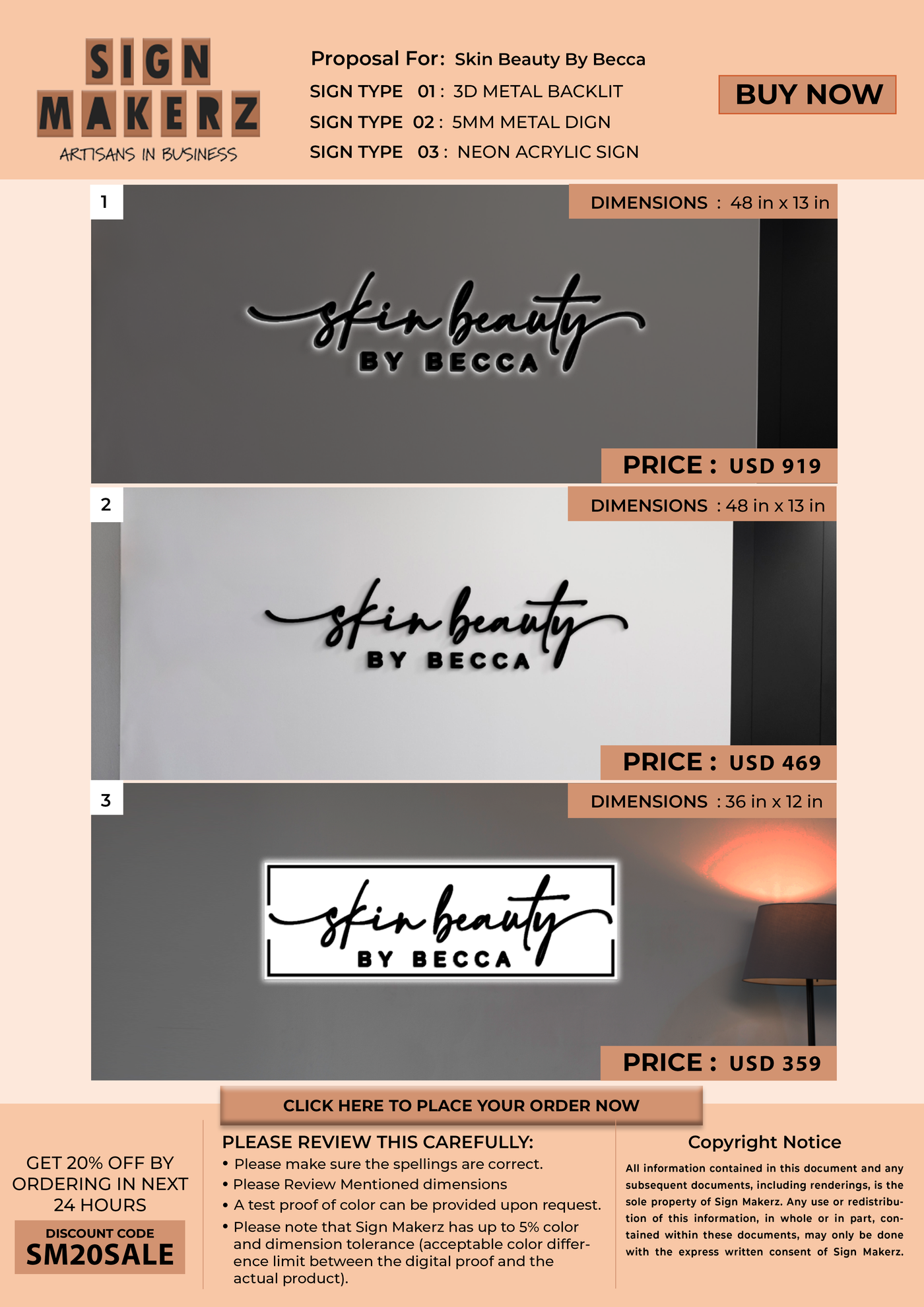 Business signage for Skin Beauty By Becca