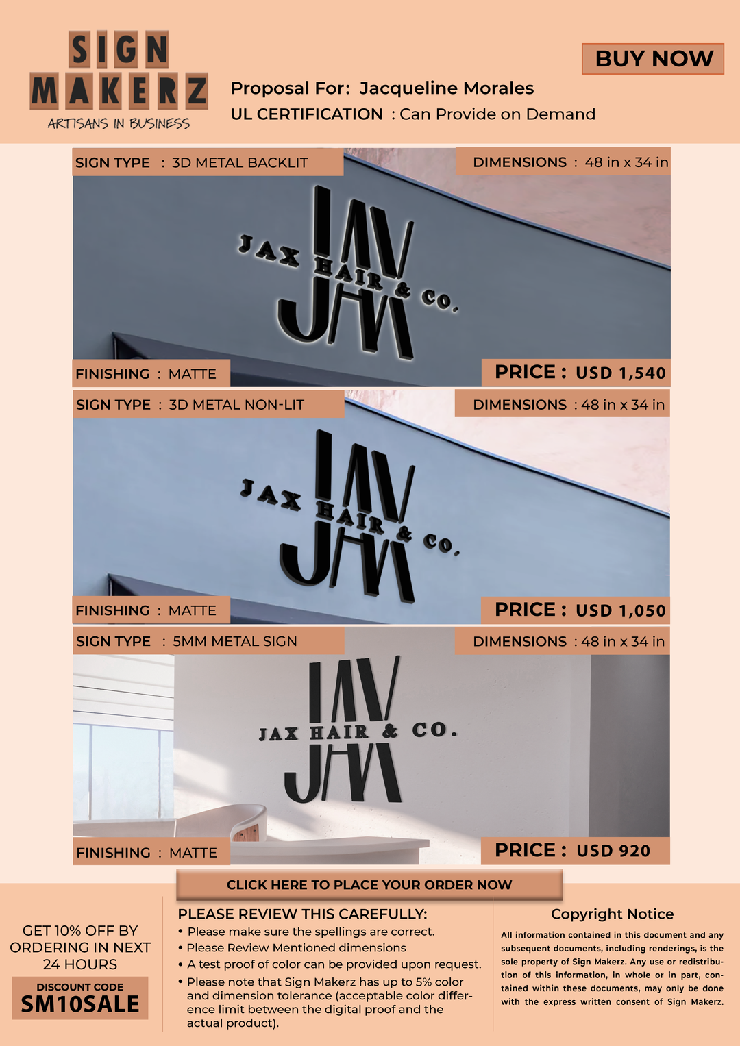 Business signage for Jacqueline Morales
