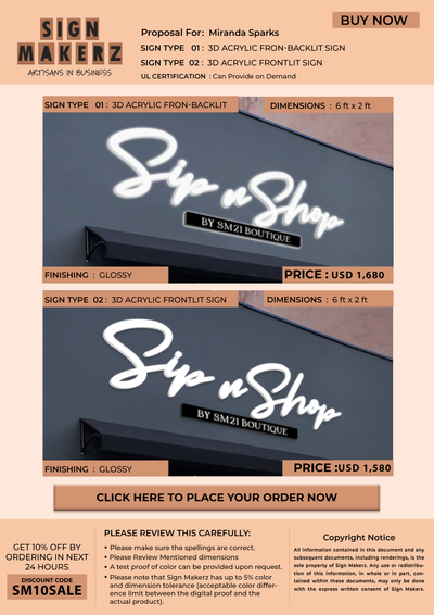 Business signage for Miranda Sparks