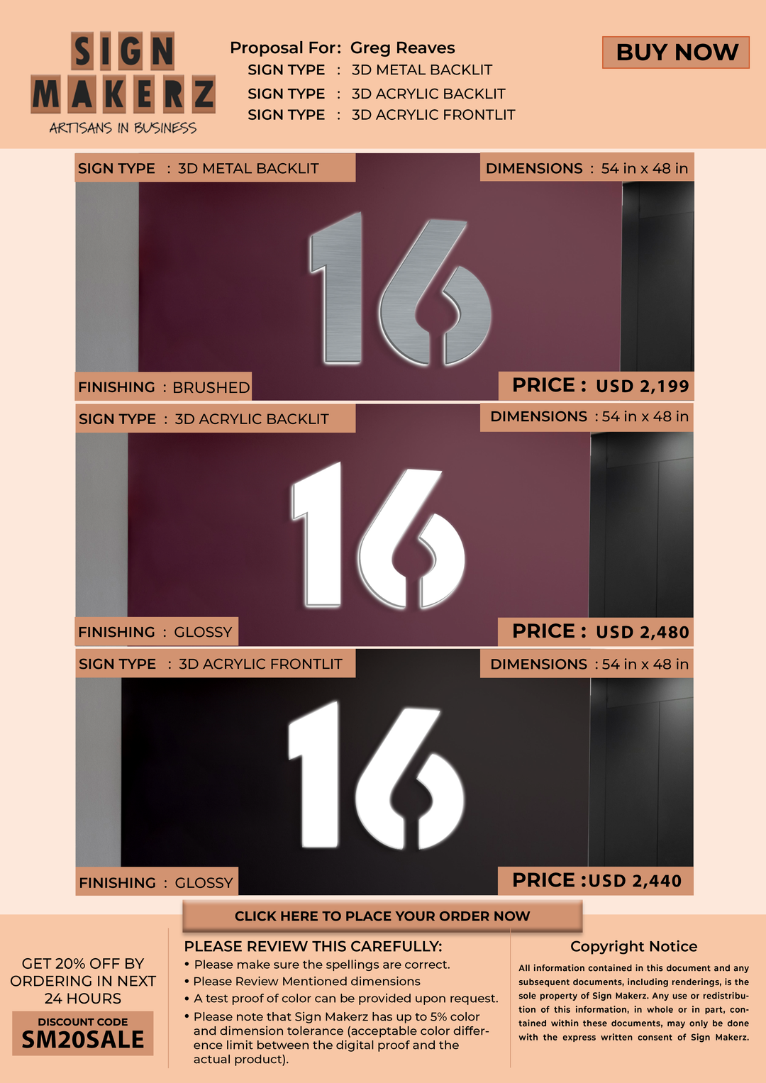 Business signage for Greg Reaves