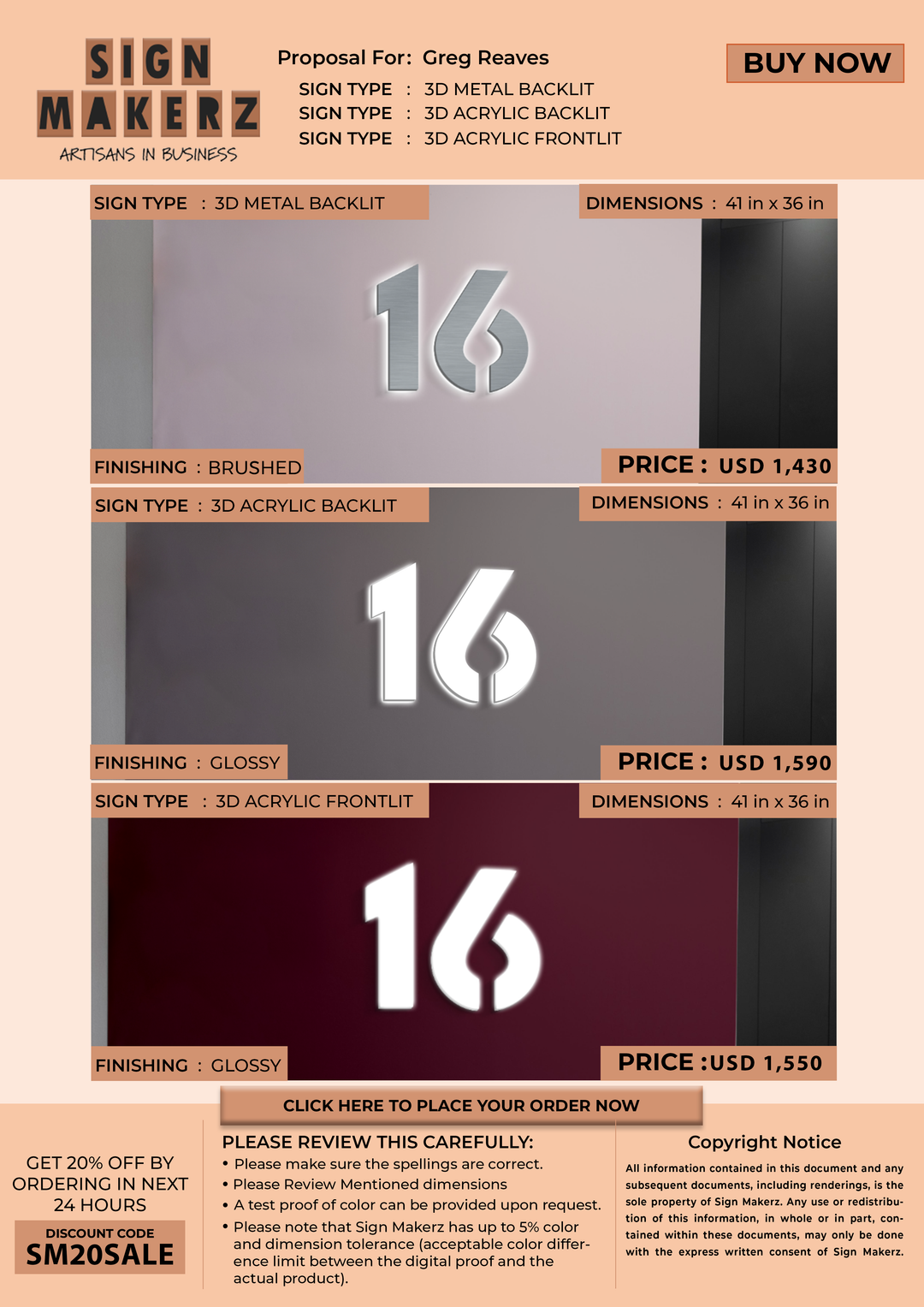 Business signage for Greg Reaves