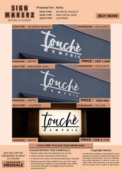 Business signage for Aisha