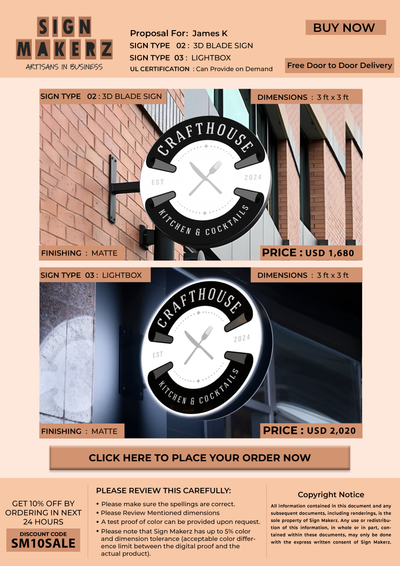 Business signage for James K