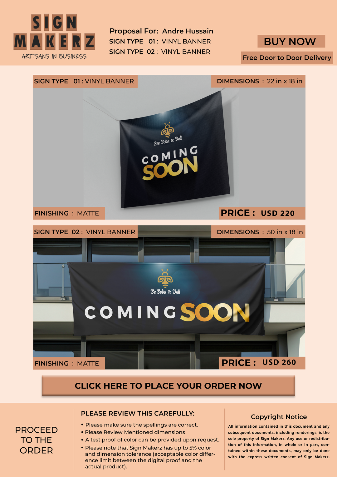 vinyl banner for Andre Hussain