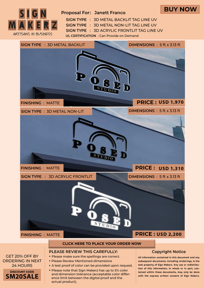 Business signage for Janett Franco
