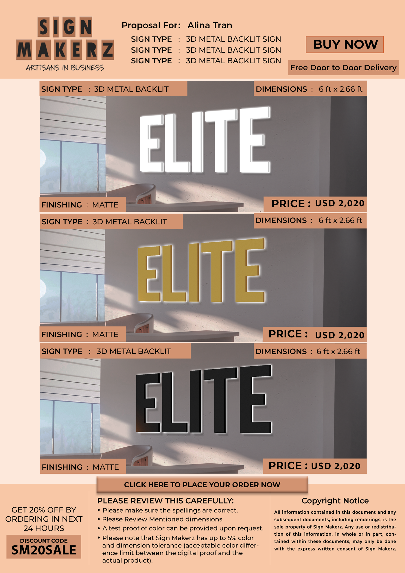Business Signs for alina tran