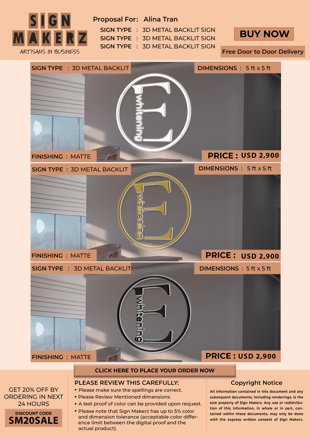 Business Signs for alina tran