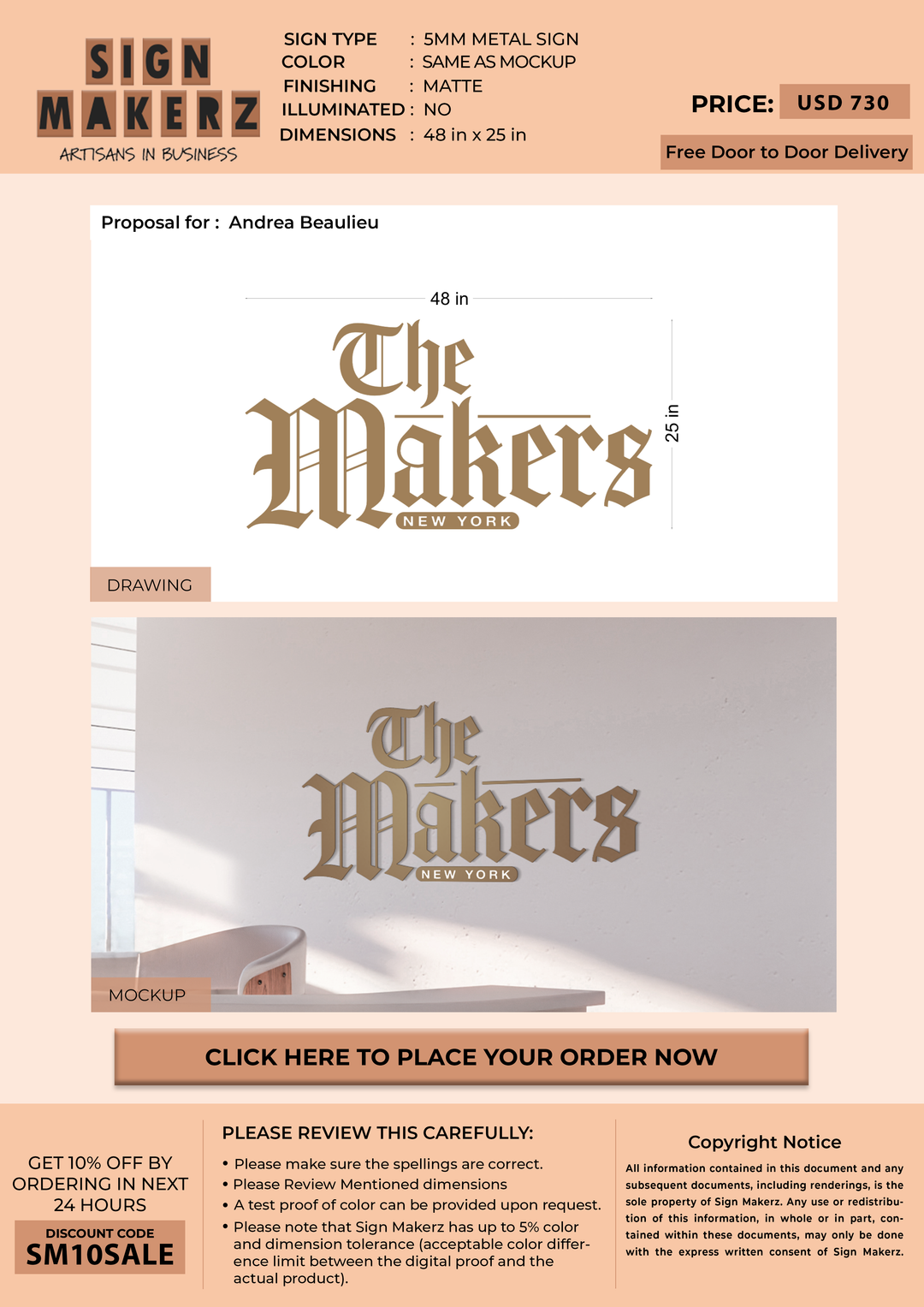 5mm Metal Sign for Andrea Beaulieu